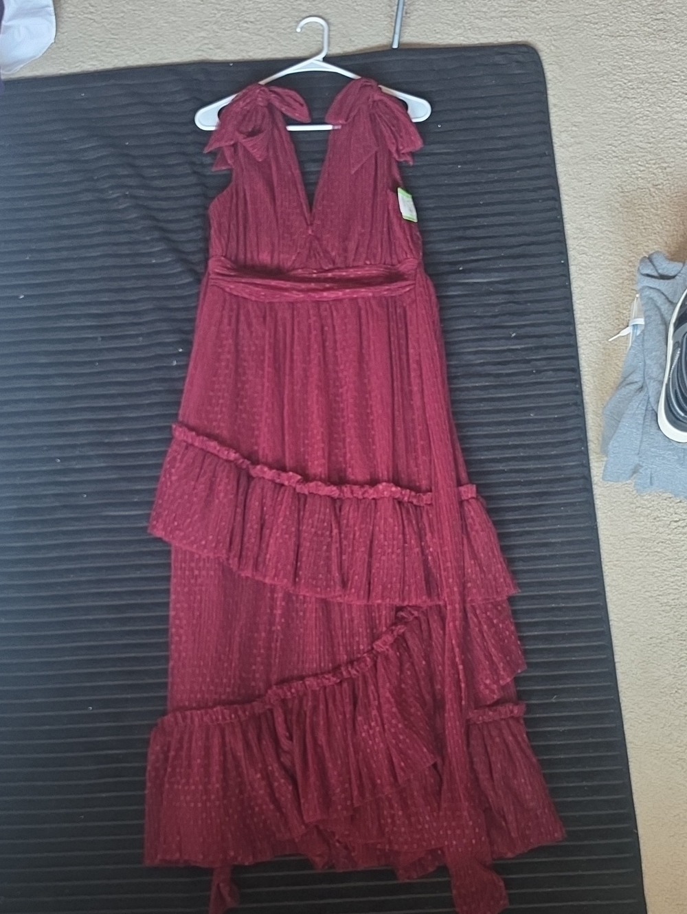 Vici Burgundy Tiered Ruffle Maxi Dress